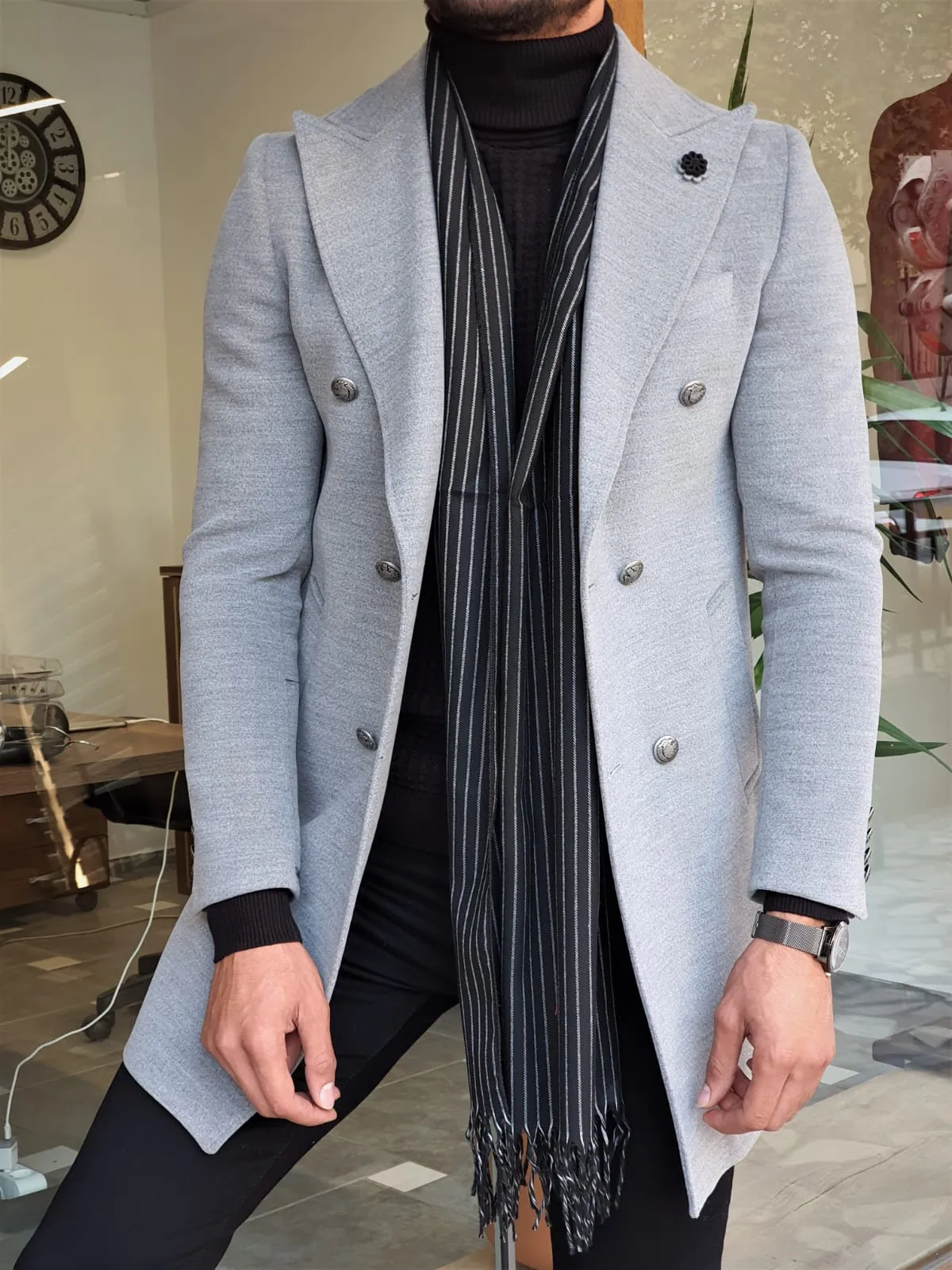 Mason Slim Fit Special Edition Double Breast Gray Woolen Coat ( Available in 4 Colors)