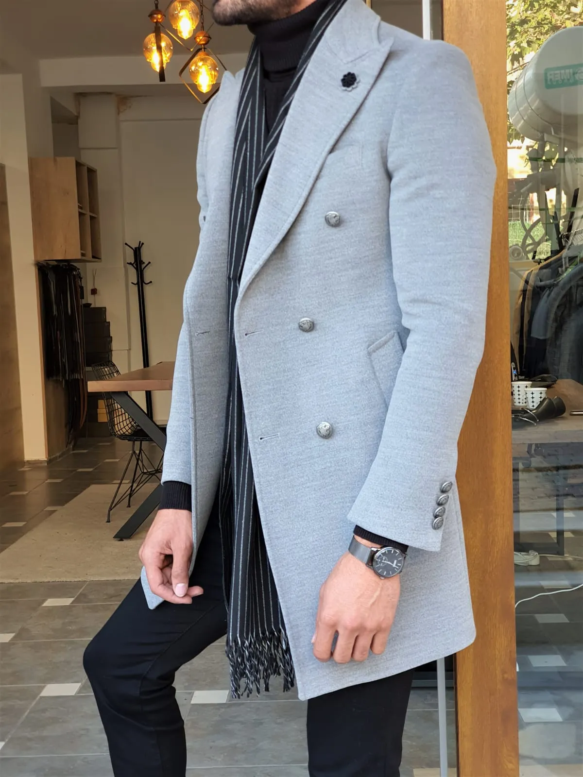 Mason Slim Fit Special Edition Double Breast Gray Woolen Coat ( Available in 4 Colors)