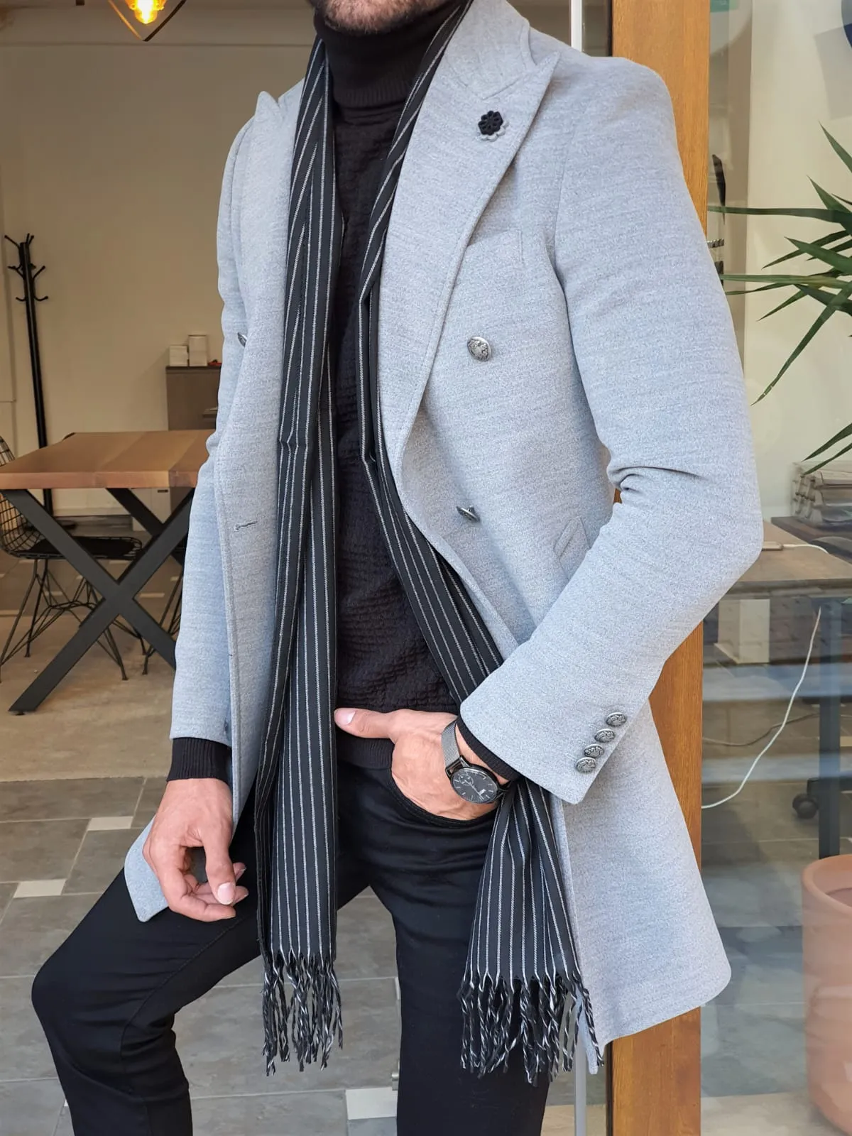 Mason Slim Fit Special Edition Double Breast Gray Woolen Coat ( Available in 4 Colors)