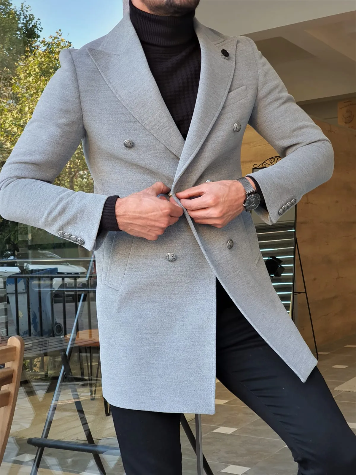 Mason Slim Fit Special Edition Double Breast Gray Woolen Coat ( Available in 4 Colors)