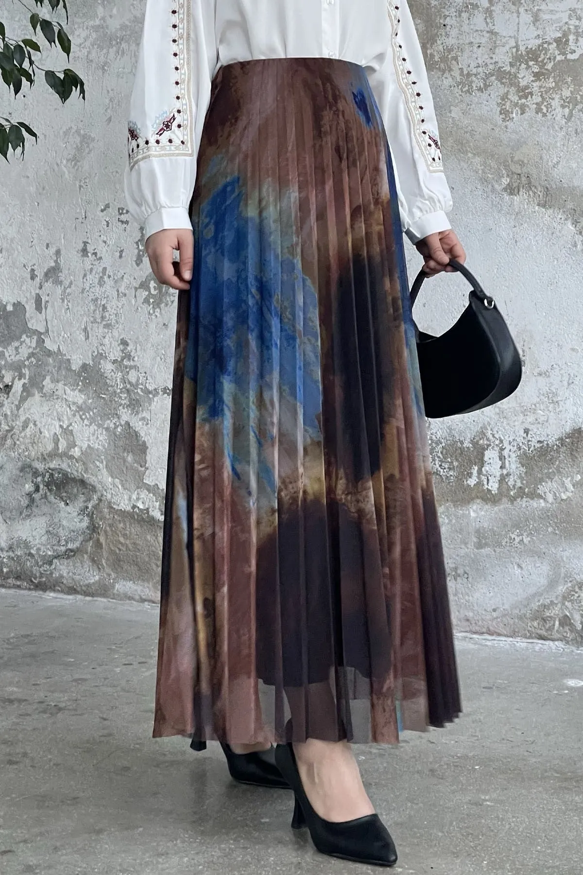 MDS Women Batik Pattern Lined Tulle Skirt - Blue - Amsterdam