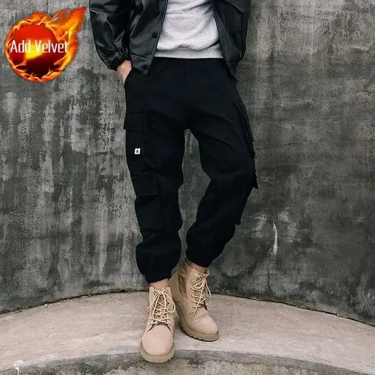 Men's Multi-Pocket Cargo Pants – Korean Style Techwear Biker Trousers for Autumn