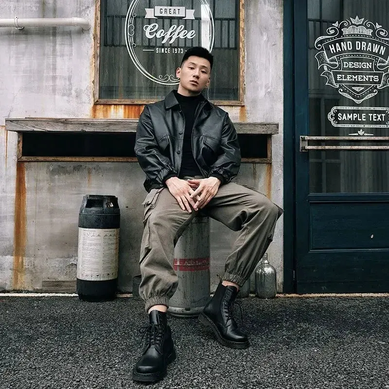 Men's Multi-Pocket Cargo Pants – Korean Style Techwear Biker Trousers for Autumn