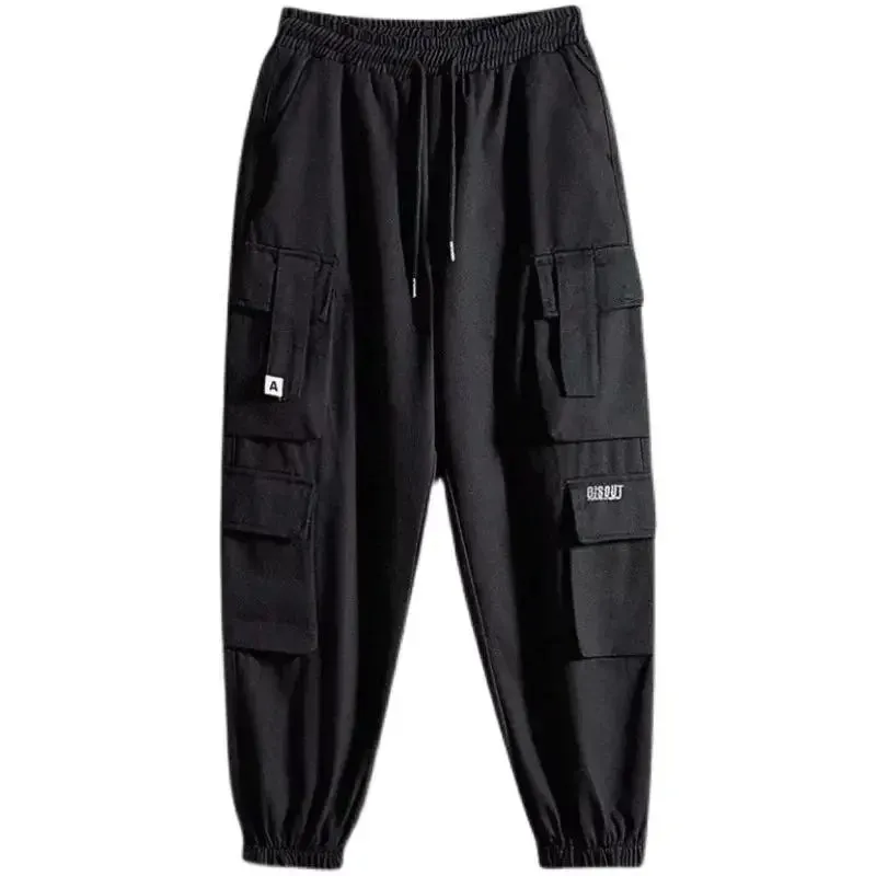 Men's Multi-Pocket Cargo Pants – Korean Style Techwear Biker Trousers for Autumn