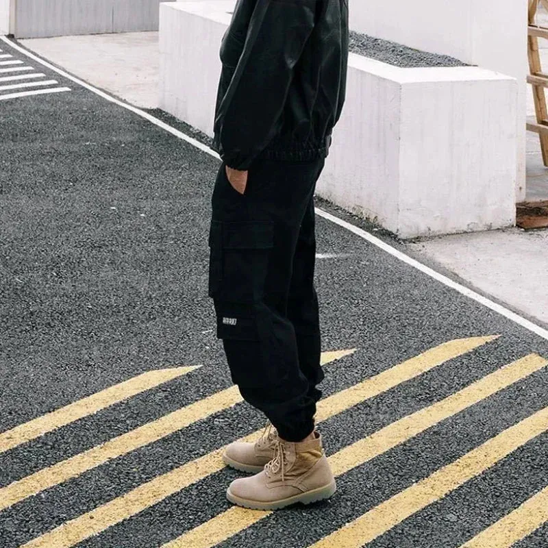 Men's Multi-Pocket Cargo Pants – Korean Style Techwear Biker Trousers for Autumn
