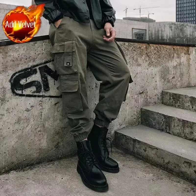 Men's Multi-Pocket Cargo Pants – Korean Style Techwear Biker Trousers for Autumn