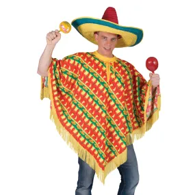 Mens Poncho Chilli Print Ff Adult Costume Male Halloween