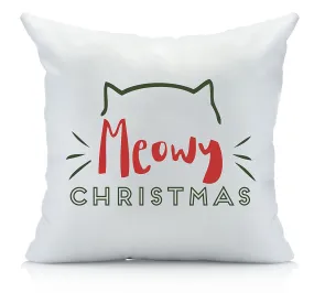 Meowy Christmas Throw Pillow Cover Multicolor (1 18 by 18 Inches) Holiday Gifts