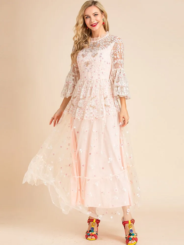 Mesh Embroidery Women's Cocktail & Party Dresses