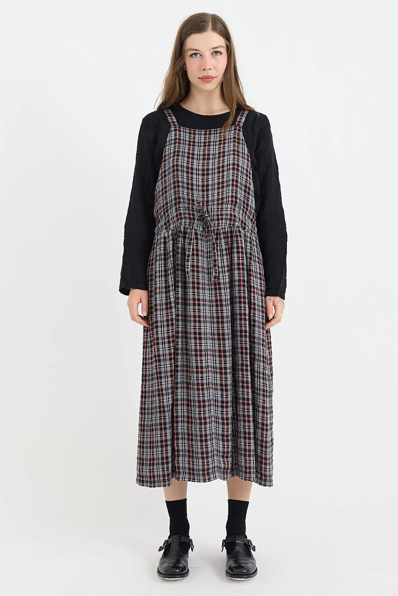 Metta - Thea Apron Dress - Brushed Linen Check