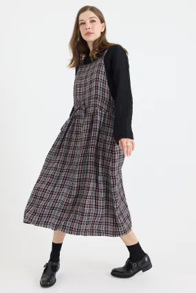 Metta - Thea Apron Dress - Brushed Linen Check