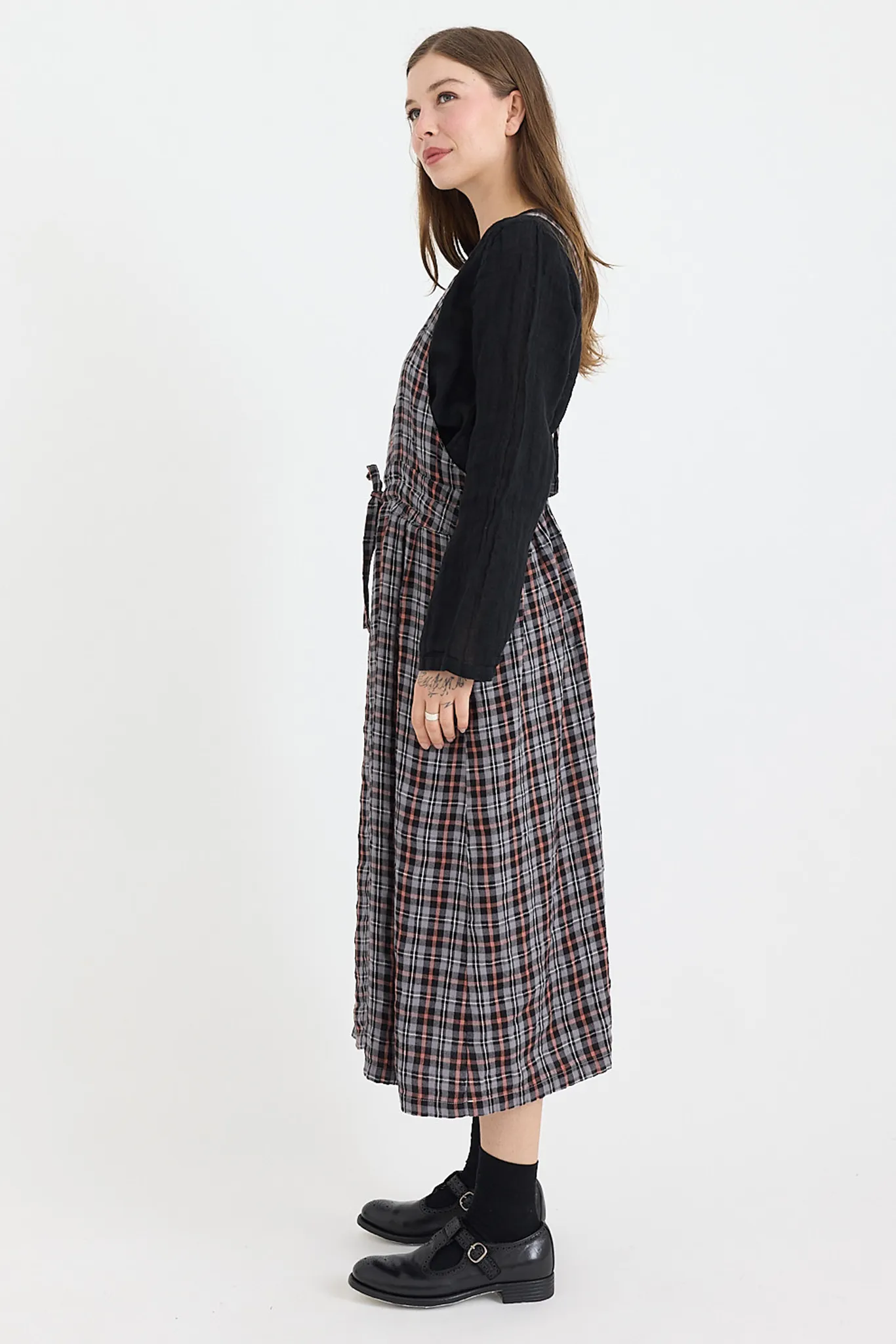 Metta - Thea Apron Dress - Brushed Linen Check