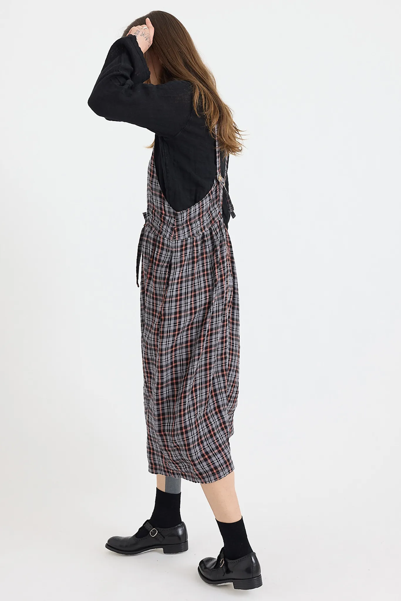 Metta - Thea Apron Dress - Brushed Linen Check