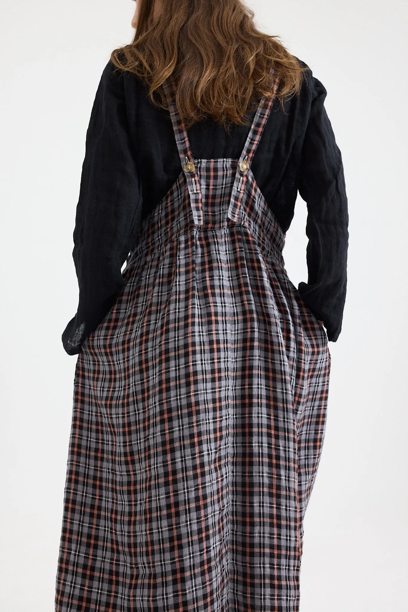 Metta - Thea Apron Dress - Brushed Linen Check