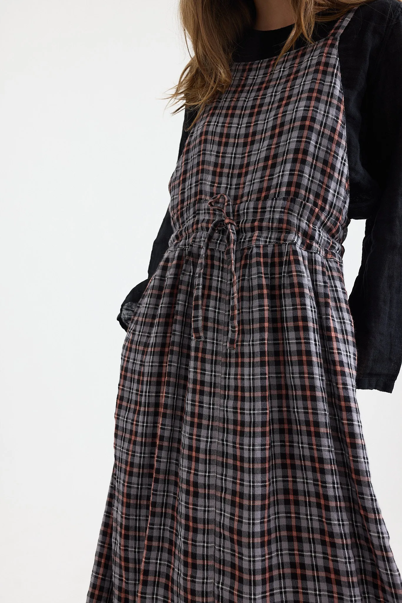 Metta - Thea Apron Dress - Brushed Linen Check