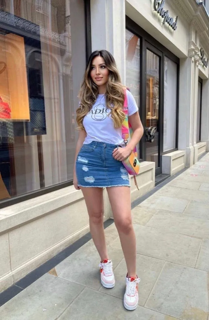 Mid Blue Distressed Denim Mini Skirt