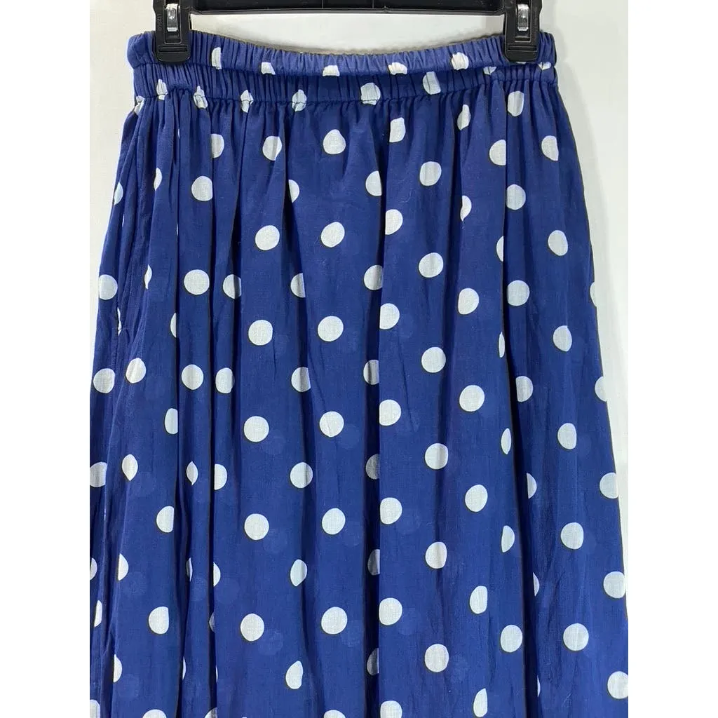 MIKOH Women's Delia Navy Polka Dot Maxi High Slit Elastic Waist Skirt SZ 2