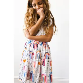 Mila & Rose Hot Pink Ruffle Tee and Follow the Rainbow Skirt Set