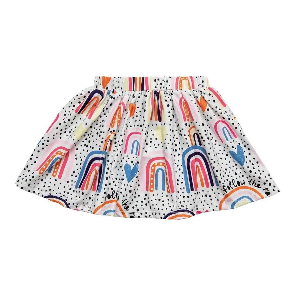 Mila & Rose Hot Pink Ruffle Tee and Follow the Rainbow Skirt Set