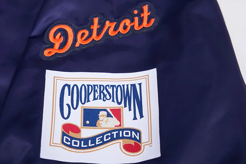 MLB DETROIT TIGERS RETRO CLASSIC MEN'S RIB SATIN JACKET (MIDNIGHT NAVY/ORANGE/MIDNIGHT NAVY)