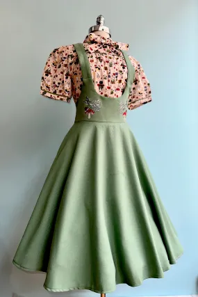 Moth and Mushroom High Waisted Pinafore Skirt by Voodoo Vixen