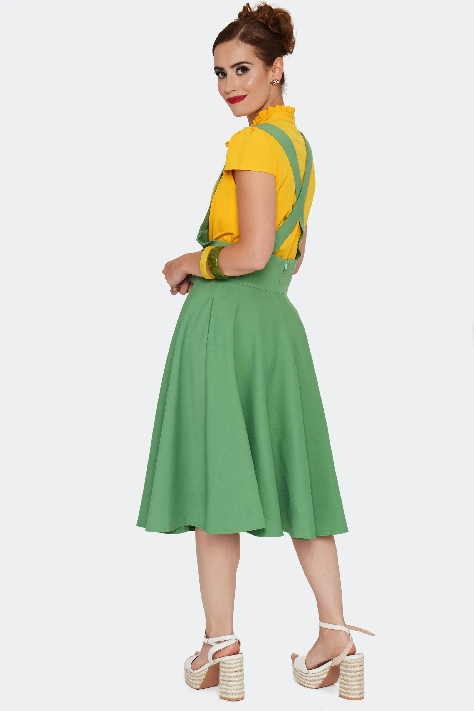 Moth and Mushroom High Waisted Pinafore Skirt by Voodoo Vixen