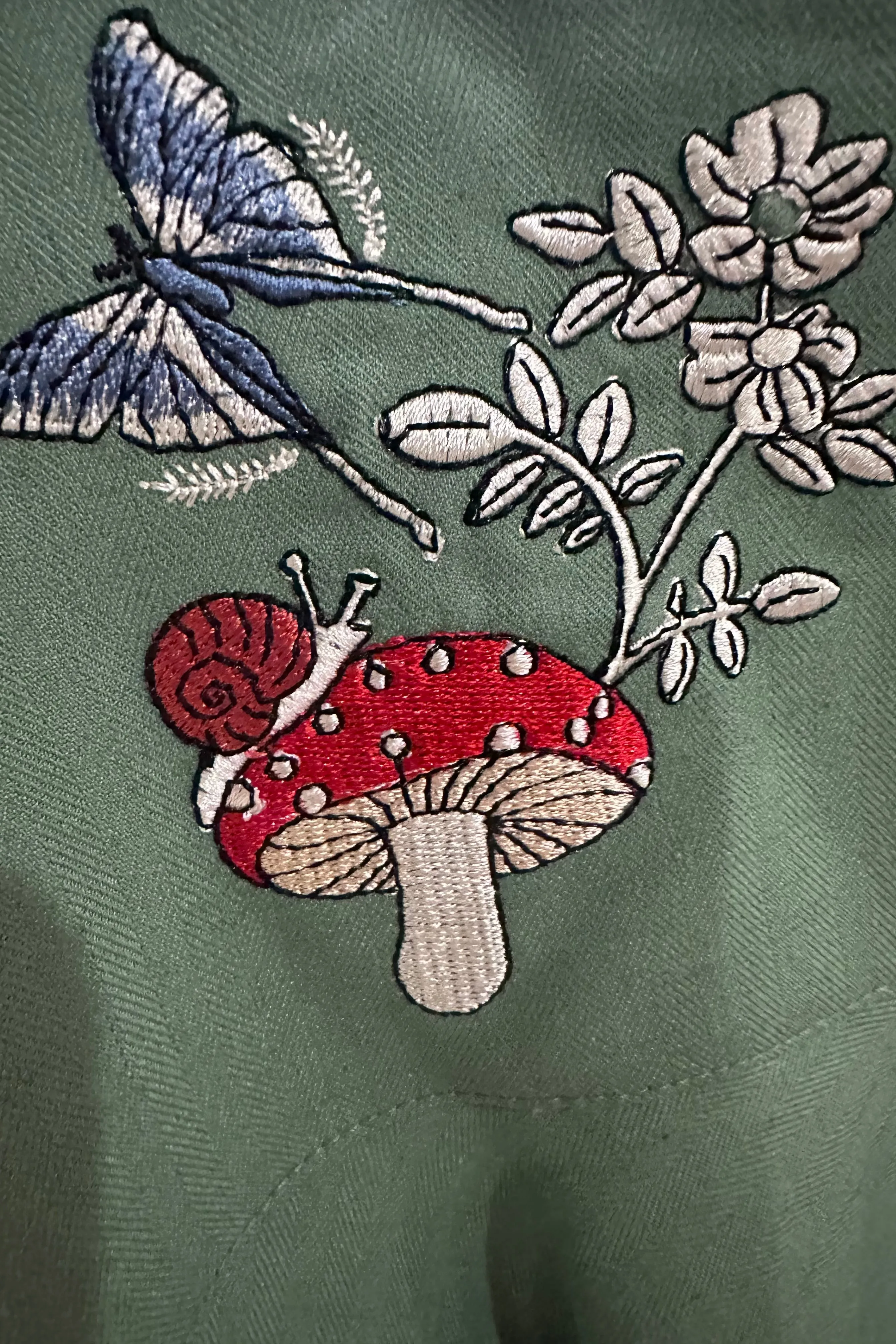 Moth and Mushroom High Waisted Pinafore Skirt by Voodoo Vixen