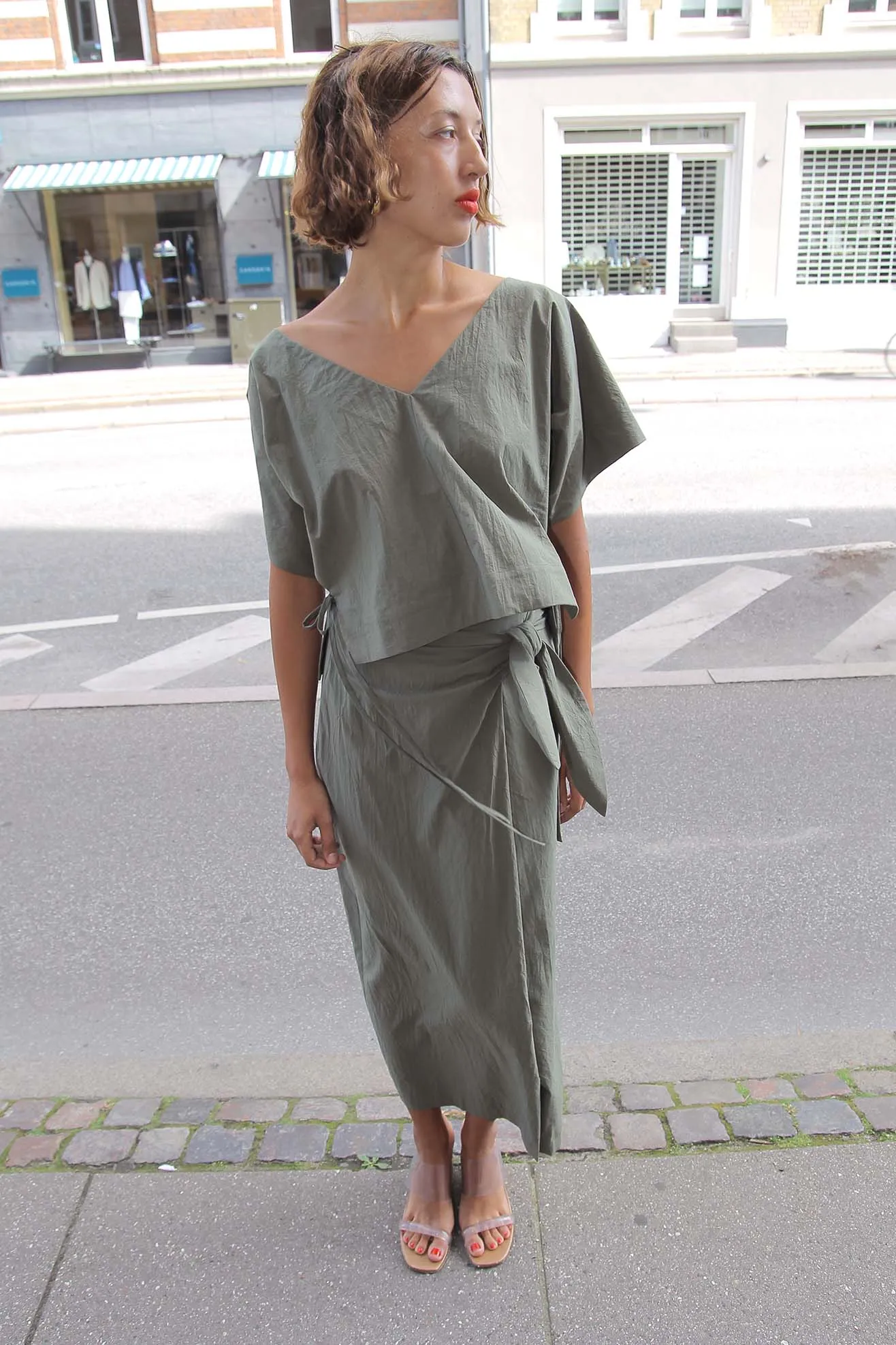 MR. LARKIN, Carlo Wrap Skirt, Loden