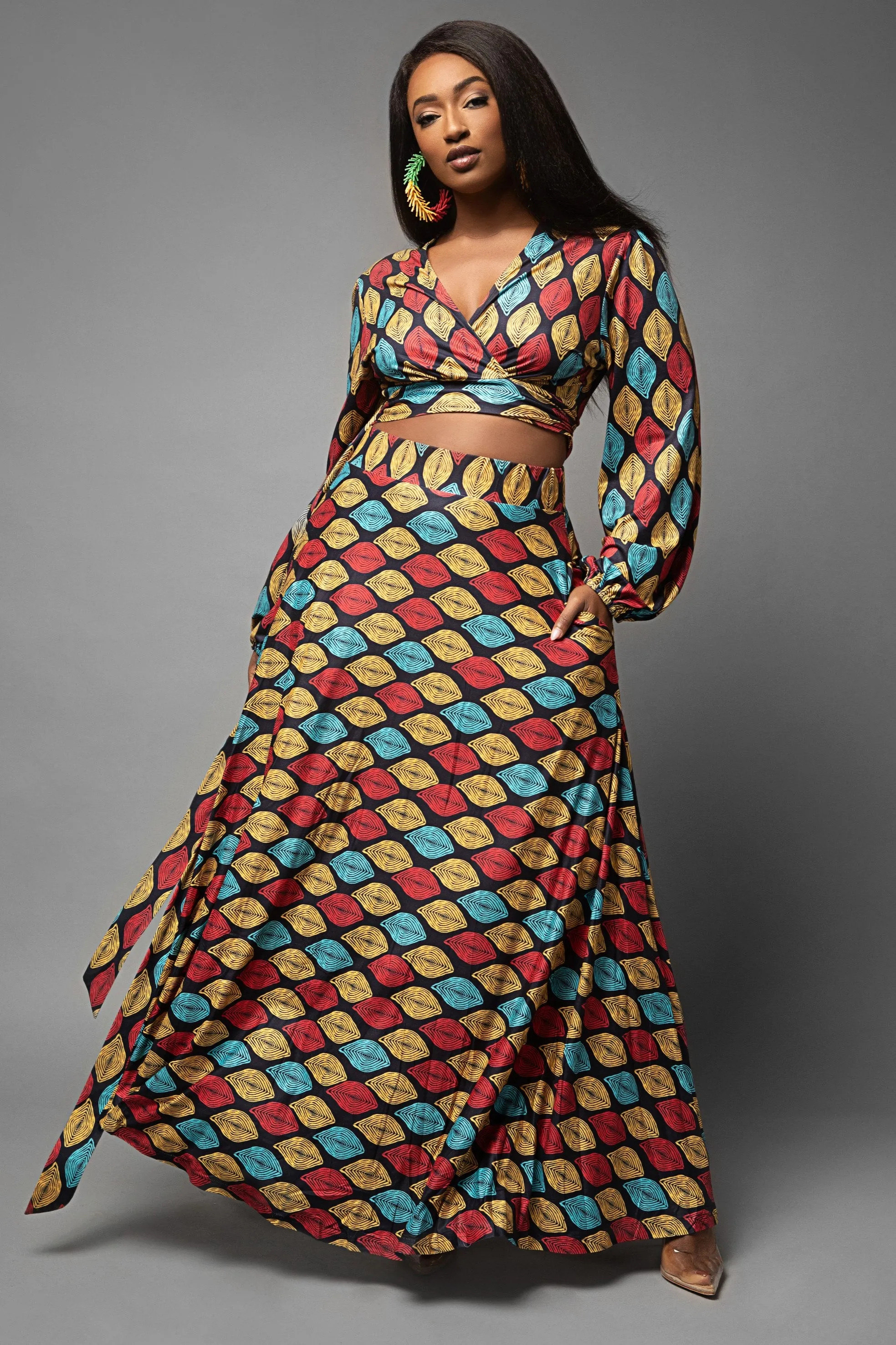 Nadia African Geo Print Skirt Set
