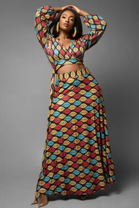 Nadia African Geo Print Skirt Set