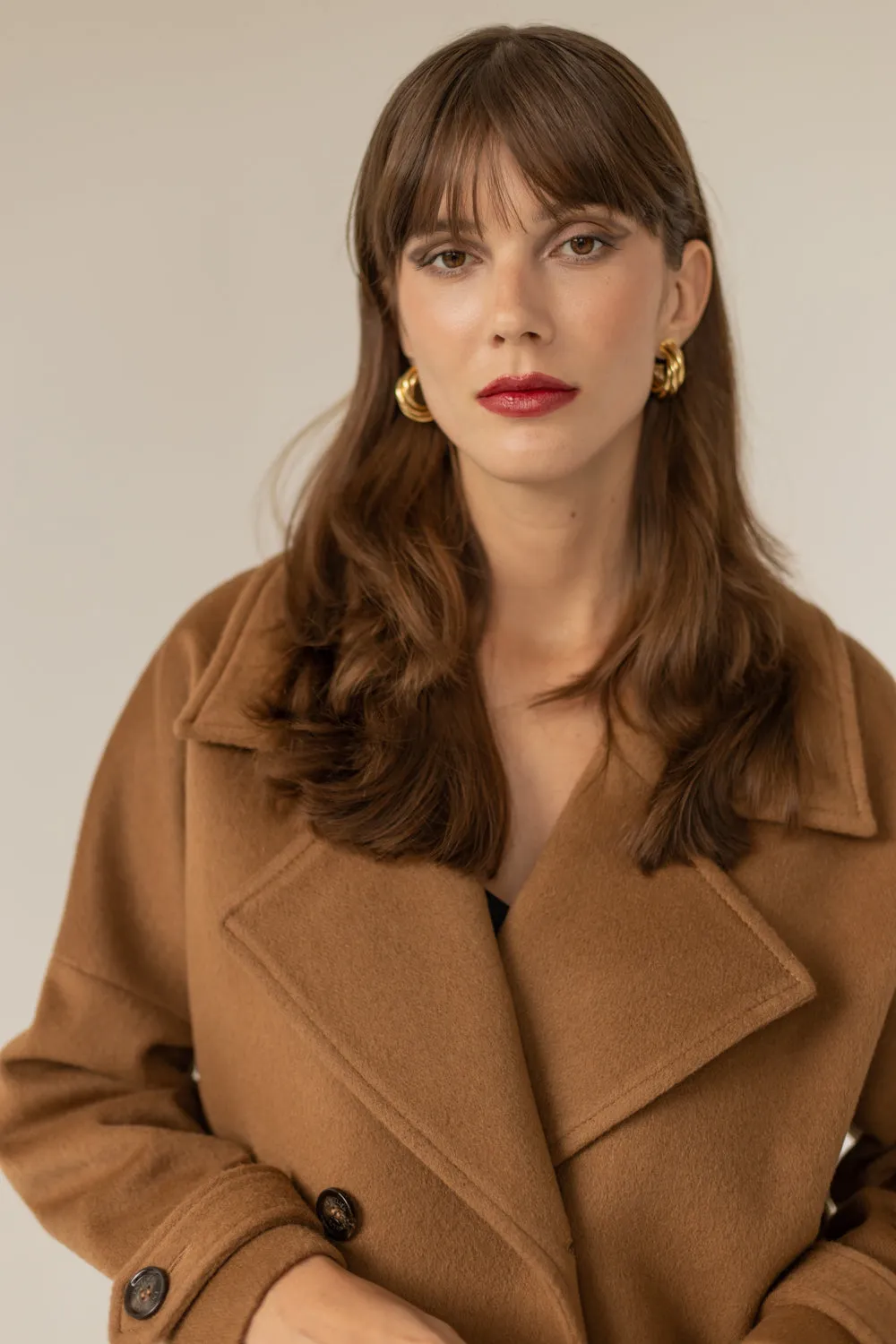 Nadine Cashmere Wool Coat - Caramel