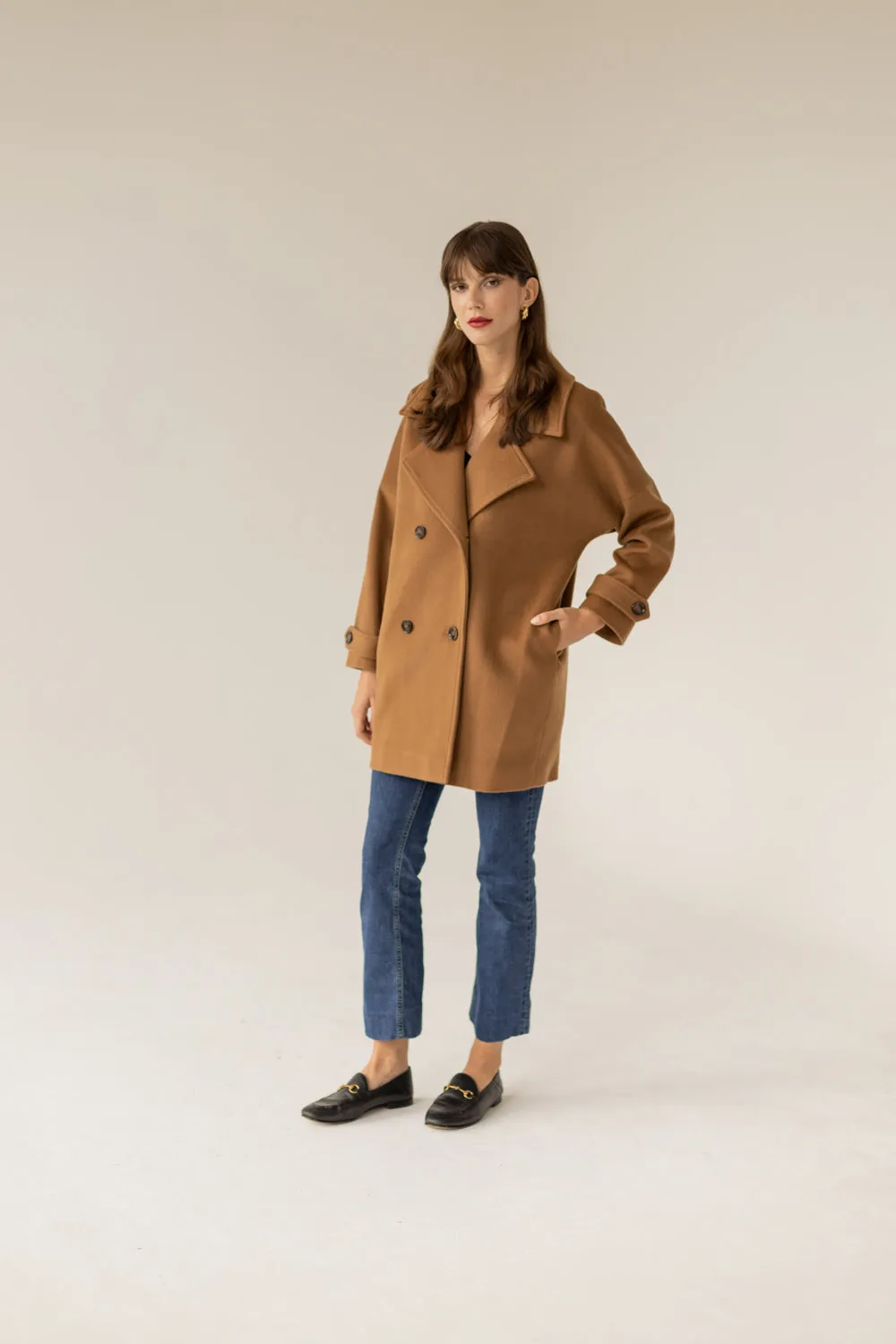 Nadine Cashmere Wool Coat - Caramel
