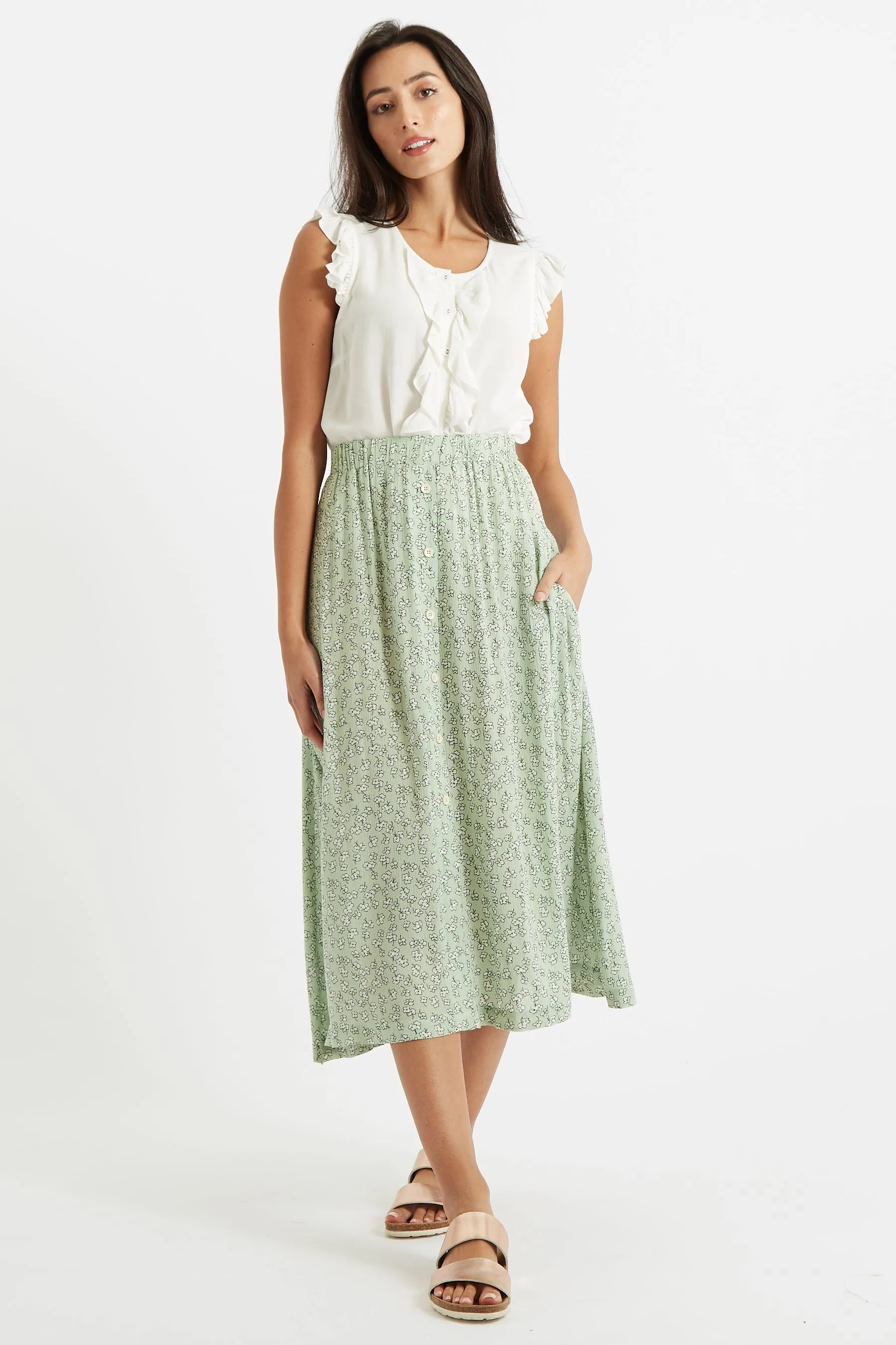 Nese Lucky Flower Midi Skirt