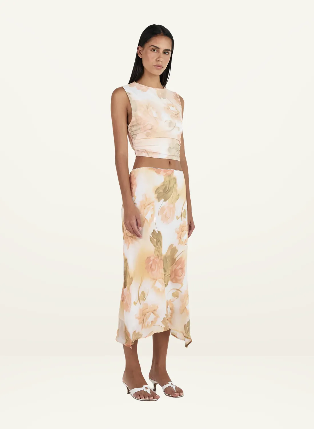 Ownley Sia Bias Skirt in Peachy Garden