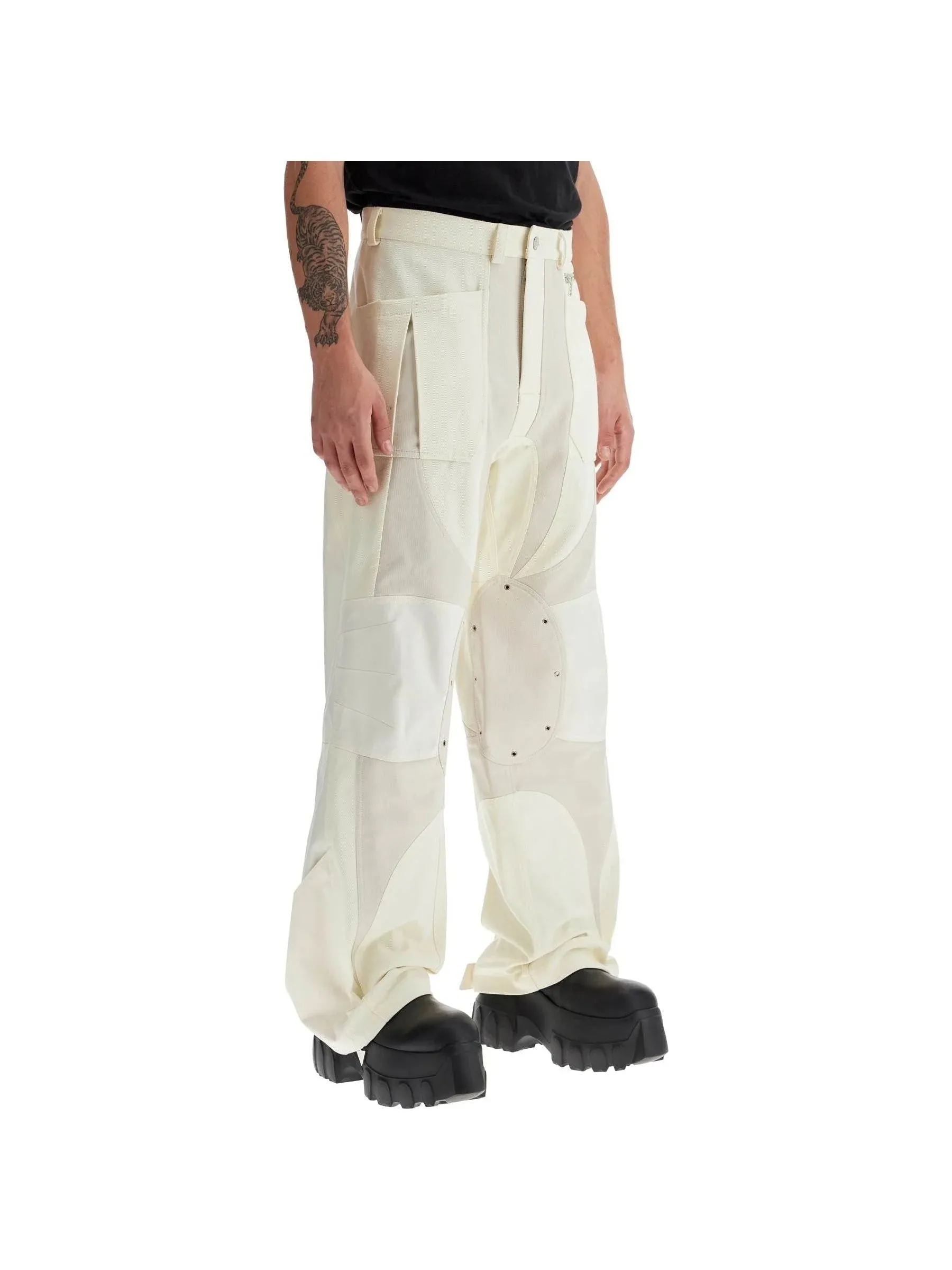 Patchwork Cargo Denim Trousers