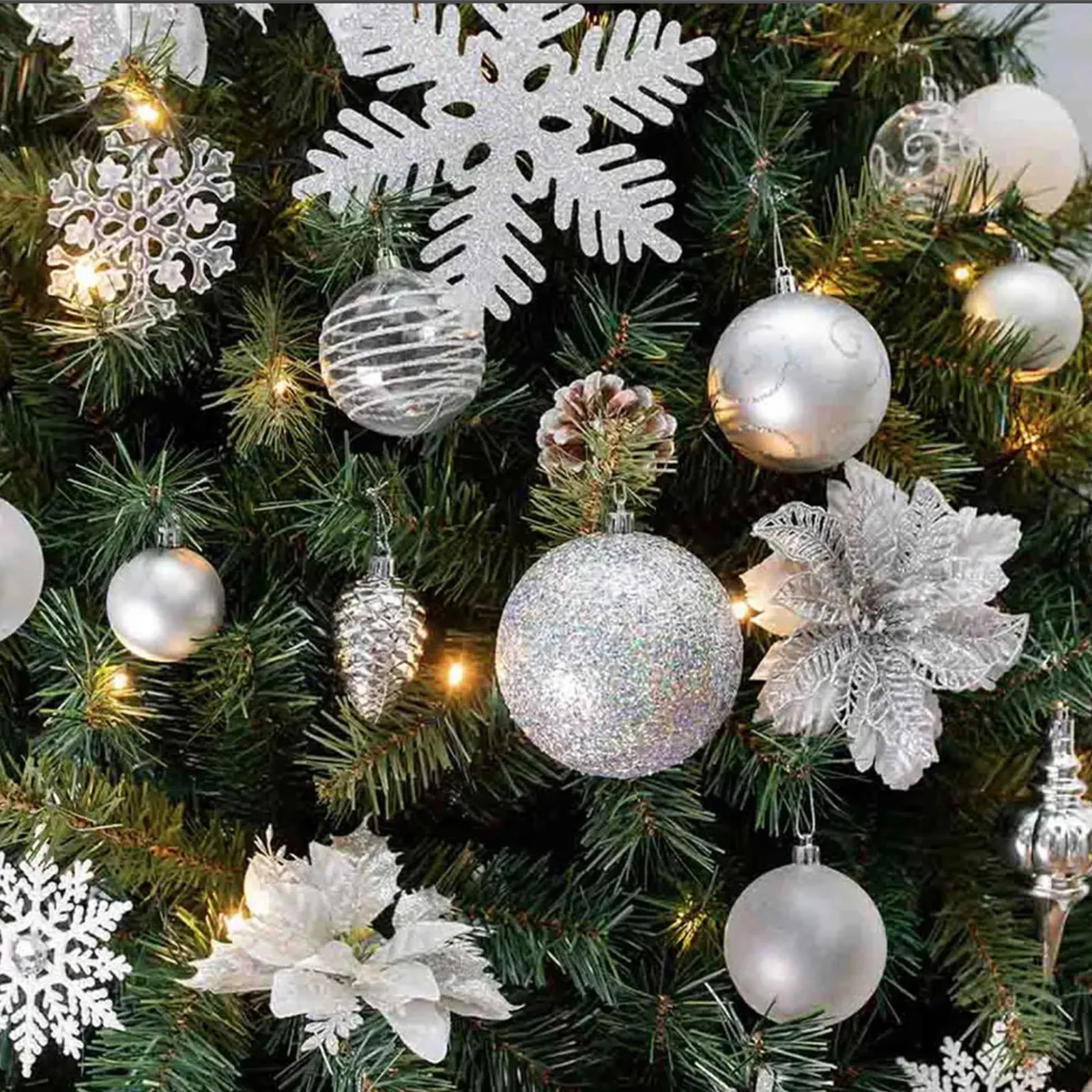 Portland Fir 8ft Decorated Christmas Tree - Winter Wonderland