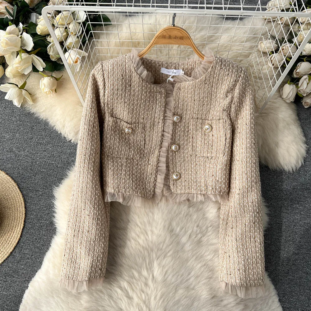 Premium Cardigan&Mesh Dress 2Pcs
