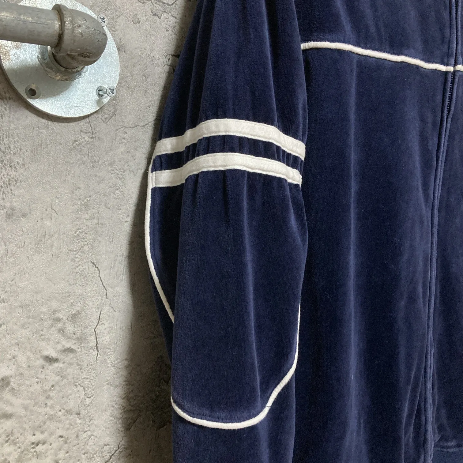 Puma velour hooded track jacket kids velvet navy white