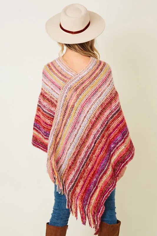 Red Fluffy Yarn Poncho
