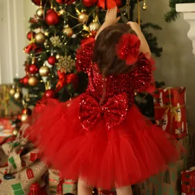 Red girl dress velvet