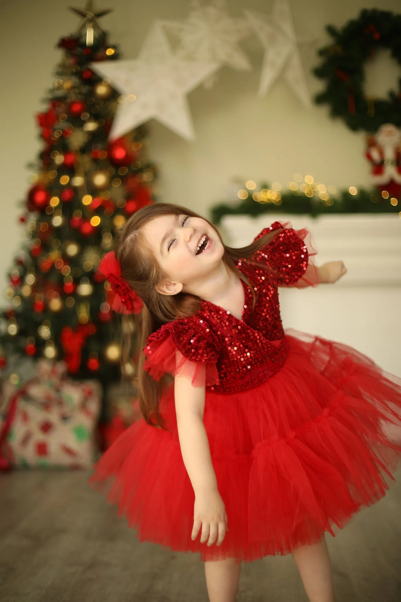 Red girl dress velvet
