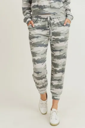 Relaxed Green Camo Print Joggers