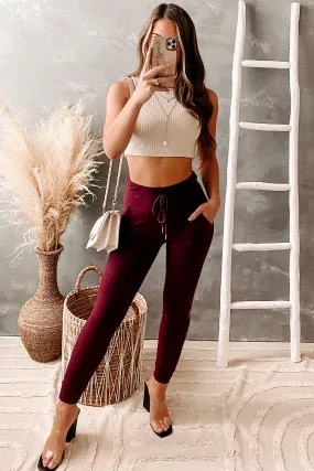 Relaxed Vibes Brushed Fleece Joggers (Wine)