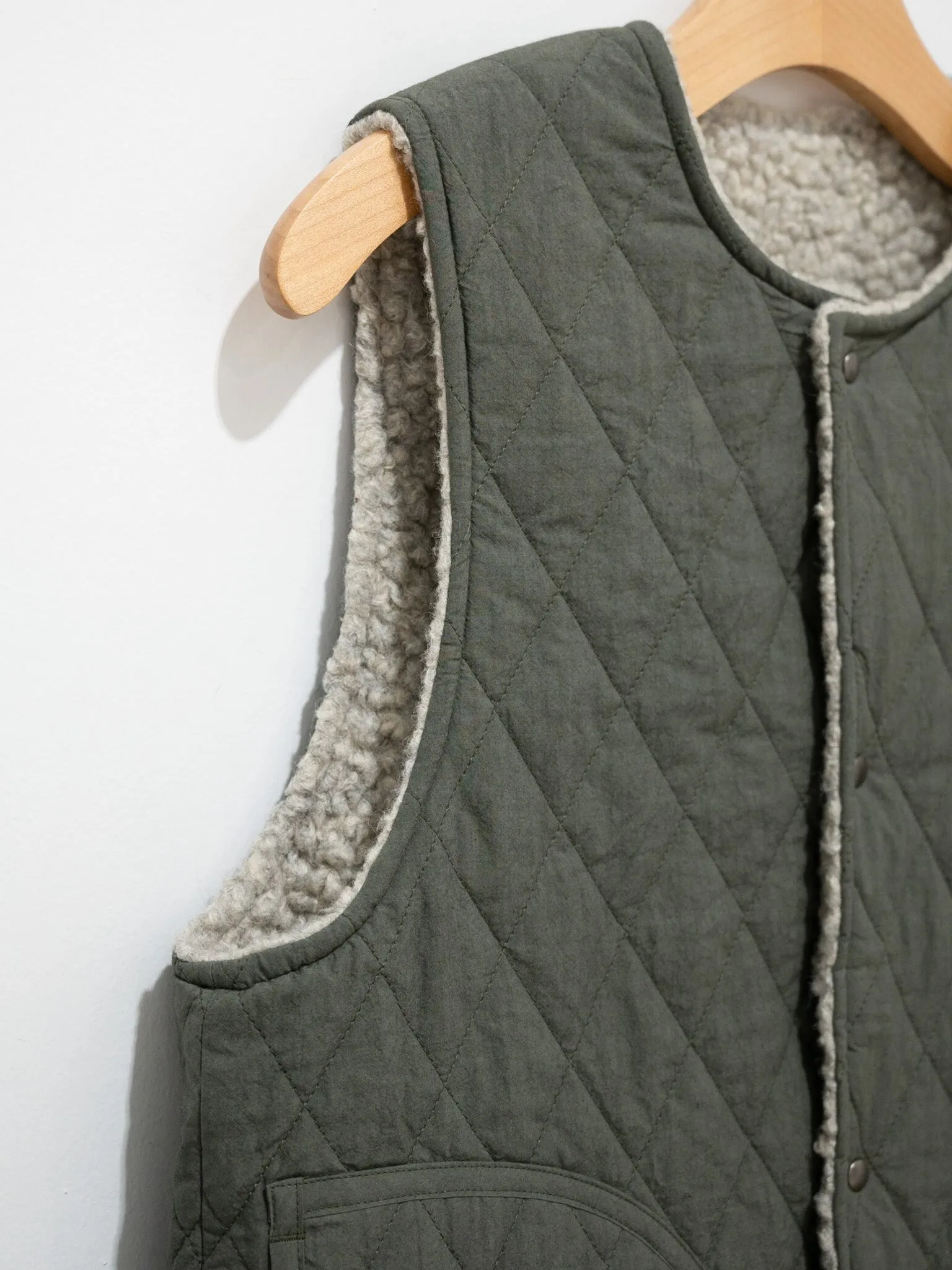 Reversible Boa Vest - Gray/Olive