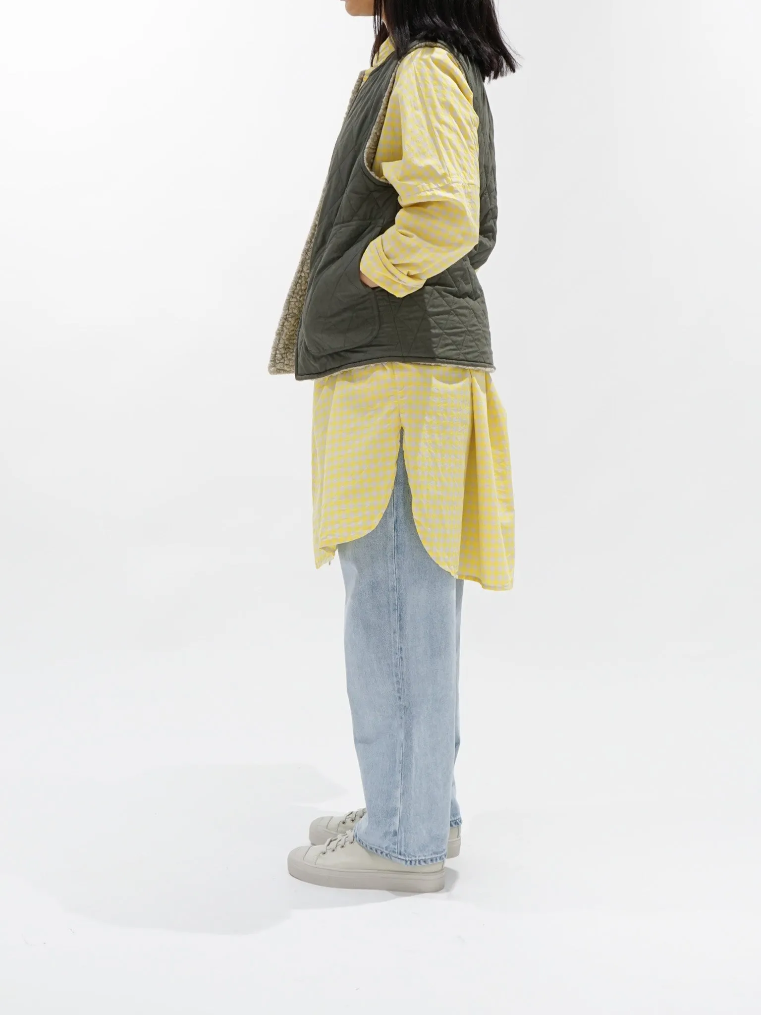 Reversible Boa Vest - Gray/Olive