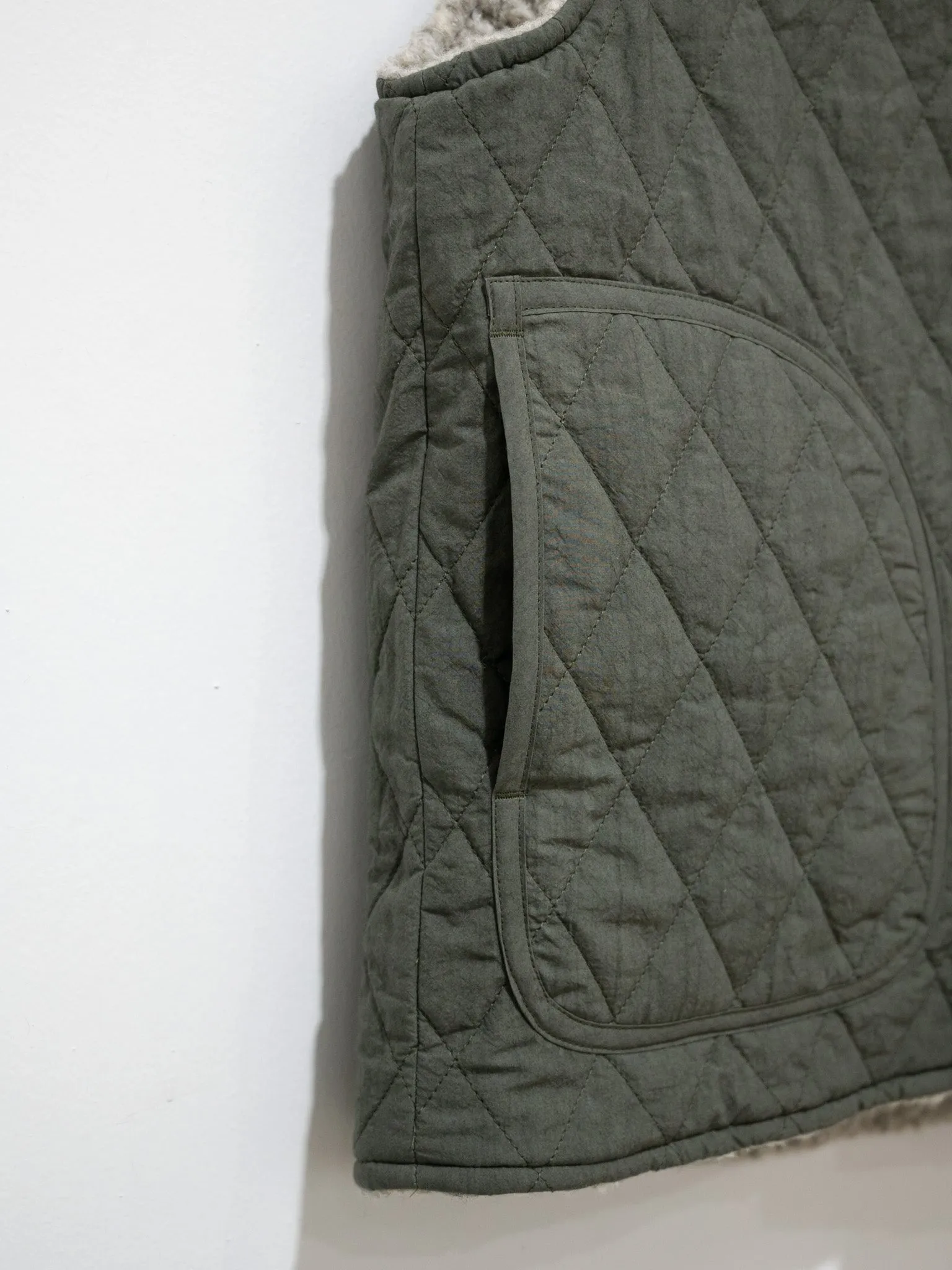 Reversible Boa Vest - Gray/Olive