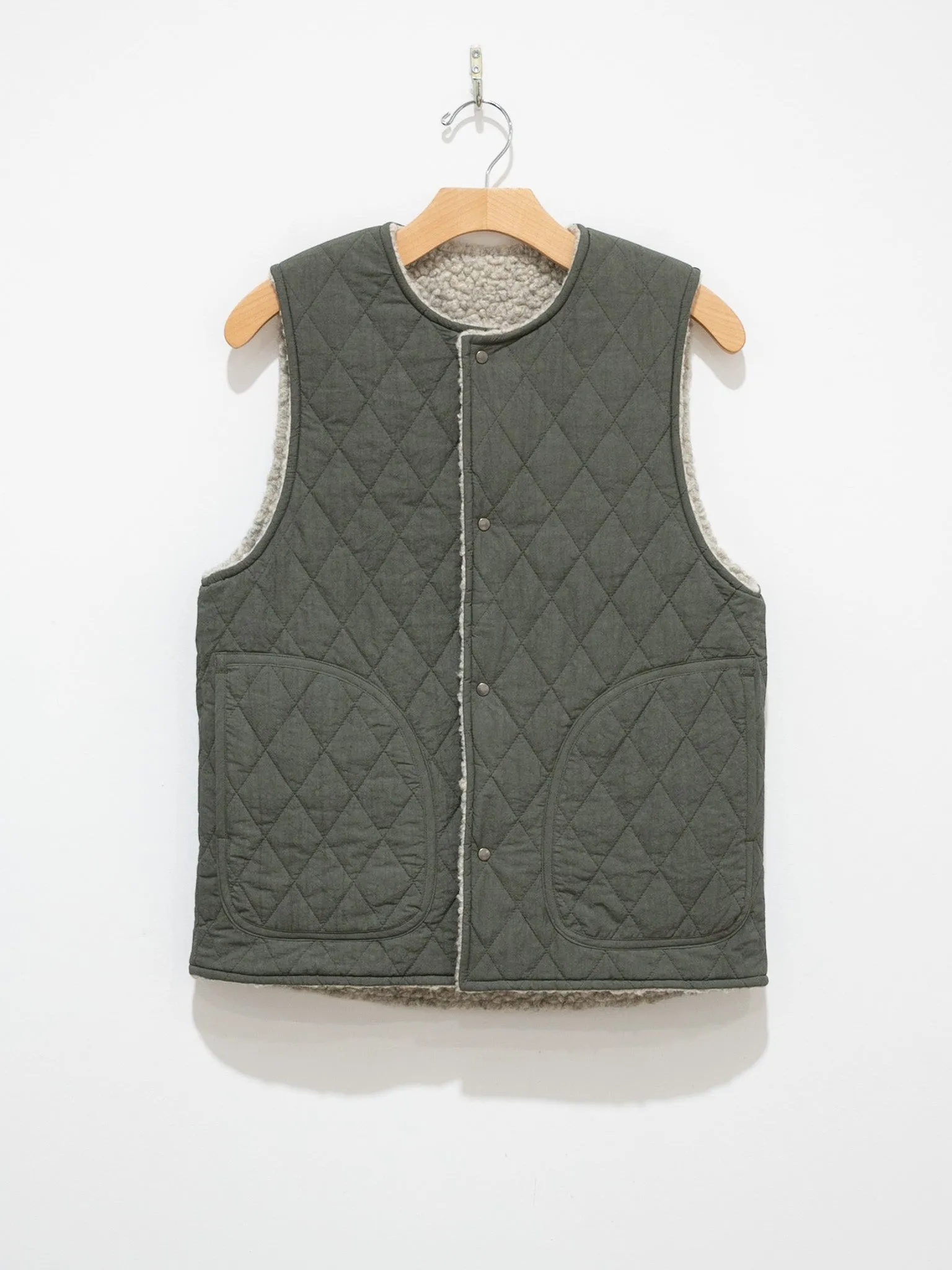Reversible Boa Vest - Gray/Olive
