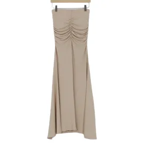 Ruched High Waisted Mermaid Maxi Skirt