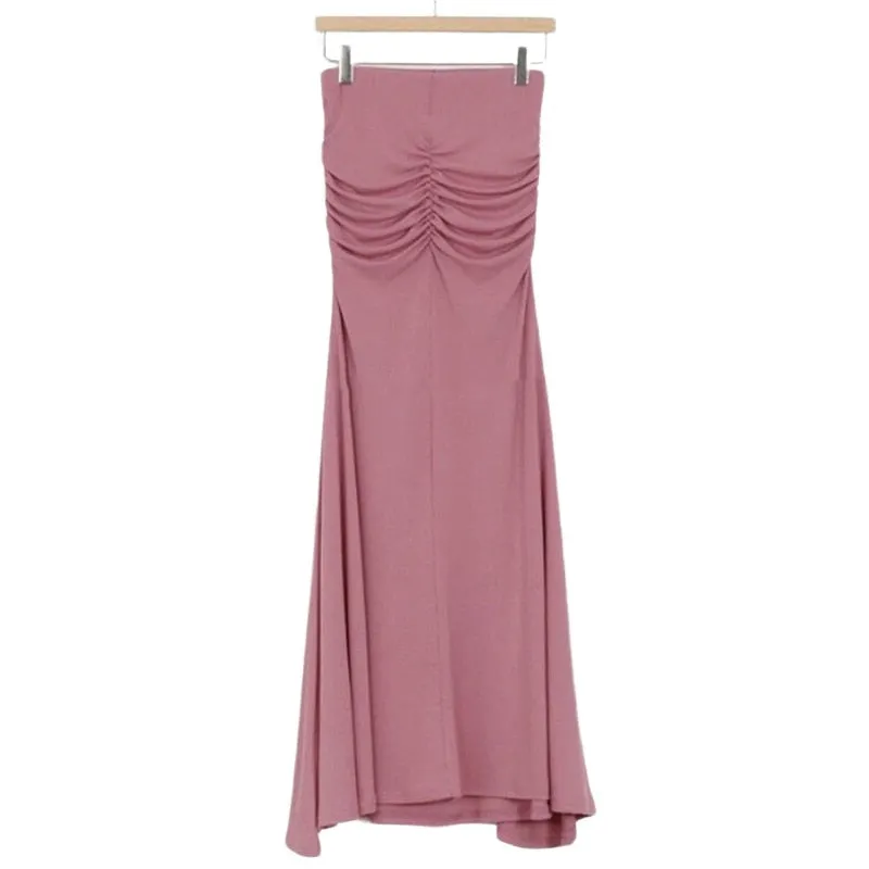 Ruched High Waisted Mermaid Maxi Skirt