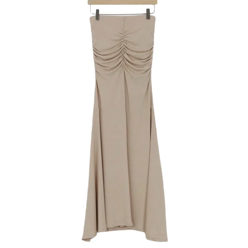 Ruched High Waisted Mermaid Maxi Skirt